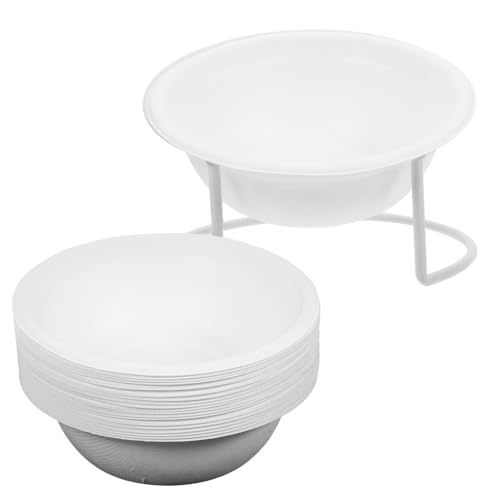 JUMPLAWN 使い捨てペット皿 ペット用食器水碗とフードボウル 便利な旅行用猫犬用食器 生解性紙製 ラック付き 入り