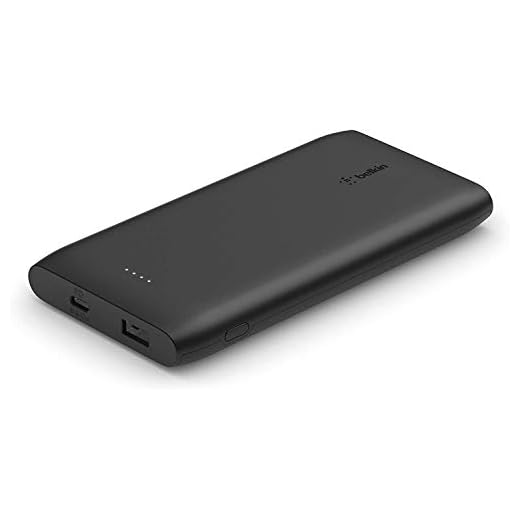 Belkin Boost Charge USB-C PD-powerbank 10K (bärbar laddare för snabbladdning med USB-C- och USB-A-port, 10 000 mAh kapacitet, batteripaket för iPhone och andra enheter som Samsung) – svart