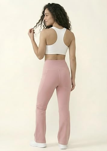 Image of Rock Paper Scissors Premium Flare Gym Pants High Waist Stretchable Flared Leggings with Pockets Gym wear /Active Wear Tights Yoga Pants Womens Workout Tights Gym Tight Black