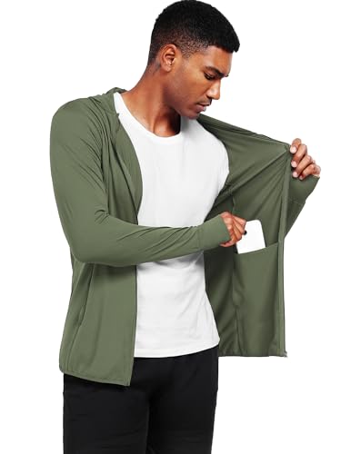 Image of NELEUS Men's Workout Fishing Shirts UPF 50+ Light Jacket Full Zip Sun Protection Long Sleeve Hoodie for Men Hiking