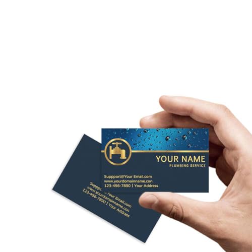 Custom Installation Repair Maintenance Emergency Upgrades and Renovations Plumbing Service Double-Sided Thick Waterproof Paper Business Cards Customize for Small Business (Template 25)