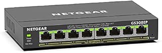 NETGEAR PoE Switch 8 Port Gigabit Ethernet Plus Network Switch (GS308EP) - with 8 x PoE+ @ 62W, Desktop or Wall Mount