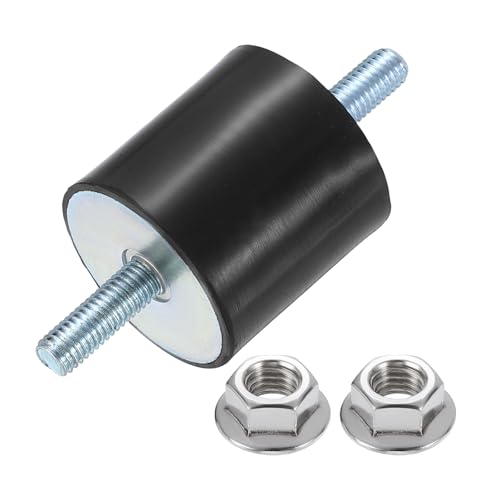 uxcell M8 x 23mm Rubber Mounts, 40 x 40mm Cylindrical Anti Vibration Isolator Studs Shock Absorber Double Studs with Nuts for Car Bobbin Generator Air Compressors