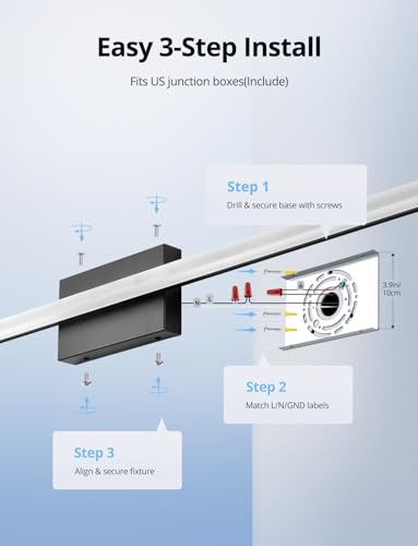 Image of Combuh 48Inch Bathroom Vanity Light Fixtures Extra Long Lighting Bar Above Mirror, Modern Black Bright 23W 2300LM Wider Coverage Slim Sleek IP44 Rustproof LED Bath Wall Sconce for Makeup Cool White