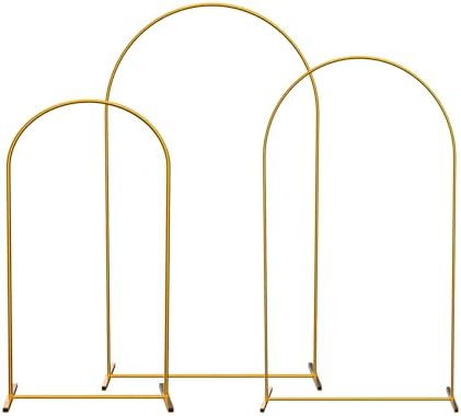 Arch Backdrop Stand Arch Stand Asee'm Set Of 3 Gold Metal Arched Frame ( 7.2FT, 6FT, 6FT) For Wedding Parties Birthday Ceremony Graduation Anniversary Baby Shower Floral Background Decoration 6' Arch Backdrop