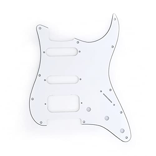 Musiclily Pro 11-Hole Round Corner HSS Guitar Strat Pickguard for USA/Mexican Stratocaster Open Pickup,3Ply White