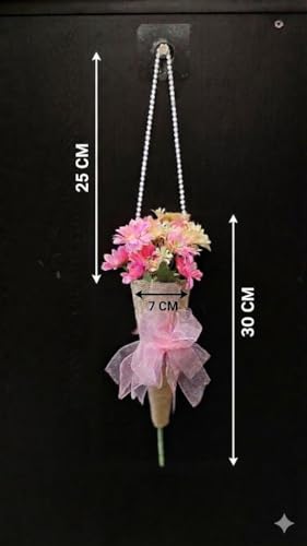 Image of SATYAM KRAFT 1 Pcs Artificial Daisy Flower Bouquet with Pearl Handle | Decorative Wall Hanging Floral Arrangement for Home Decor, Living Room, Gifting & Festive Decoration (Daisy)