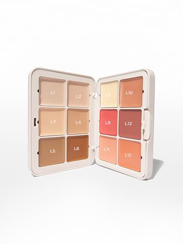 SOSU Cosmetics Complete Canvas Complexion Palette, 12 Ultra-Blendable Cream Shades, Light Complexion, Base Contour Blush Highlight - Image 3