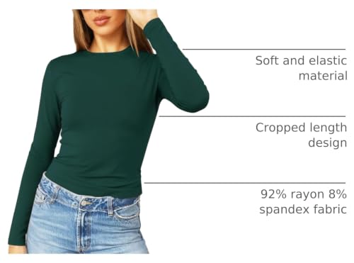 Image of Abardsion Women's Slim Lightweigh Long Sleeve T Shirts | Fall Clothes 2026 Casual Basic Crewneck Going Out Crop Tops Y2K
