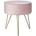 IBUYKE Poggiapiedi Pouf Rotondo in Velluto Pouf Sgabello Toilette Sgabello Gambe in Metallo Fodera Rimovibile, per casa Soggiorno Camerino Camera da Letto Ufficio, Rosa RF-007