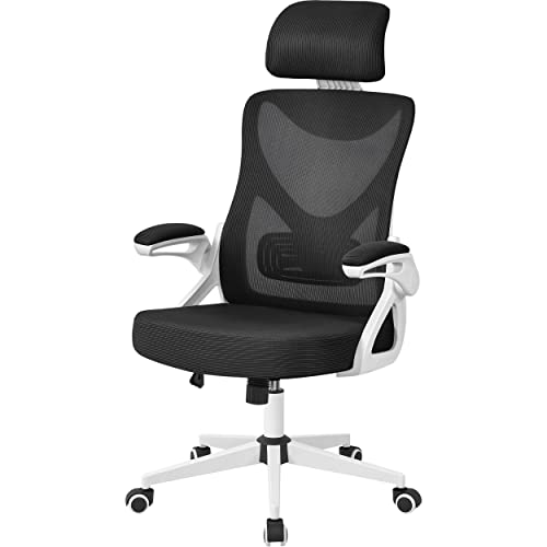 Abician Fauteuil de Bureau Ergonomique Chaise de Bureau en Maille à Haut Dossier avec Accoudoirs Relevables Appui-tête Support Lombaire Assise Réglable en...