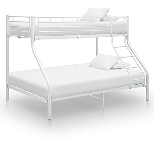 vidaXL Etagenbett Stockbett Bettgestell Metallbett Bett Hochbett Kinderbett Doppelstockbett Schlafzimmerbett Weiß Metall 140x200cm 90x200cm
