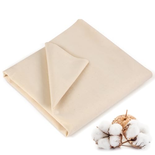 Rindion 100% Cotton Fabric 63 in x 1.3 Yard Unbleached Muslin Fabric Medium Weight Linen Fabric by The Yard for Sewing Embroidery Garments Arts and Crafts