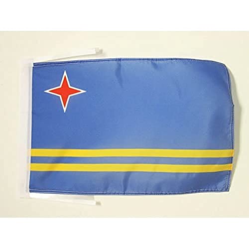 AZ FLAG, Aruba Flag, 18'' x 12'', 100% Polyester Aruban Small Banner with Two Cords, Fade Resistant, Vivid Colors, 18x12 in