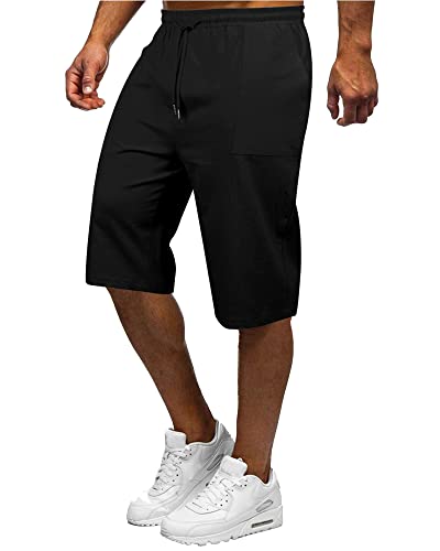 YAOBAOLE Bermuda Homme Grande Taille Bermuda Homme Pantacourt Blanc Pantalon Court Eté Lin Noir 3XL