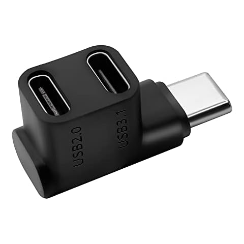 GELRHONR USB Type C Splitter, 1 to 2 Ports, Supports 10Gbps Data Transfer, 4K@60Hz Video Output, Easy to Carry Cover