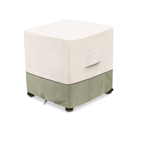 Image of Bitubi Waterproof Patio Ottoman Cover, Heavy Duty Square Outdoor Side Table Furniture Covers Size 32L x 32W x 18H inch (Beige)