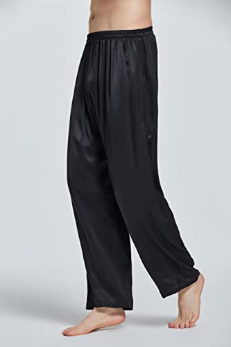 LEPTON 19mm 100% Mulberry Silk Pants for Men, Silk Pants Sleepwear, Relaxed Fitness Wear, Front Pockets, Elastic Waist3