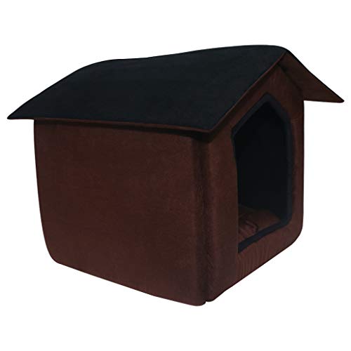 Image of Mellifluous Toy Breed Dogs and Cat Foldable House /Hut Length 45 cm Width 48 cm Height 53 cm (M, Brown-Black)
