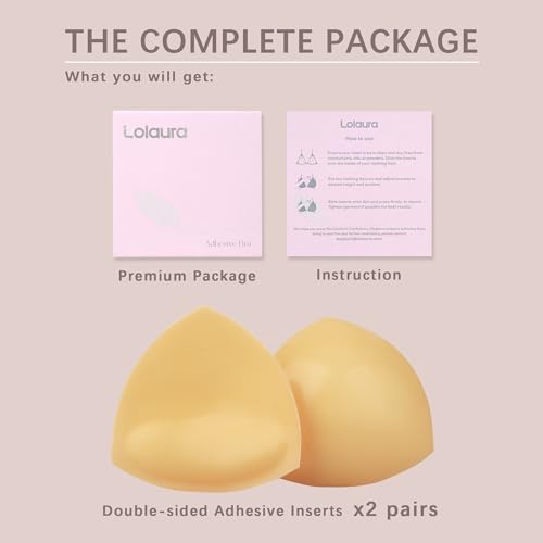 Image of Lolaura Double Sided Sticky Bra Inserts - Push Up Bra Pads, Invisible Lift Enhancers for Swimsuits, Bikini & Backless Dresses
