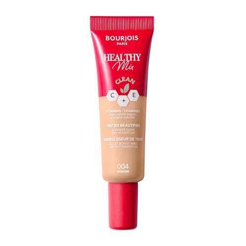 Bourjois BB Cream Healthy Mix, Crema Idratante Colorata Uniformante a Lunga Durata, con Vitamine C & E di Origine Naturale, Medium 004