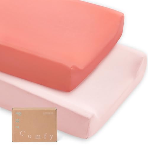 Image of Supersoft Diaper Changing Pad Covers, 2-Pack Premium Bamboo Viscose Change Table Pad Covers for Baby Girls and Boys, Hypoallergenic Stretchy Changing Table Cover Sheets
