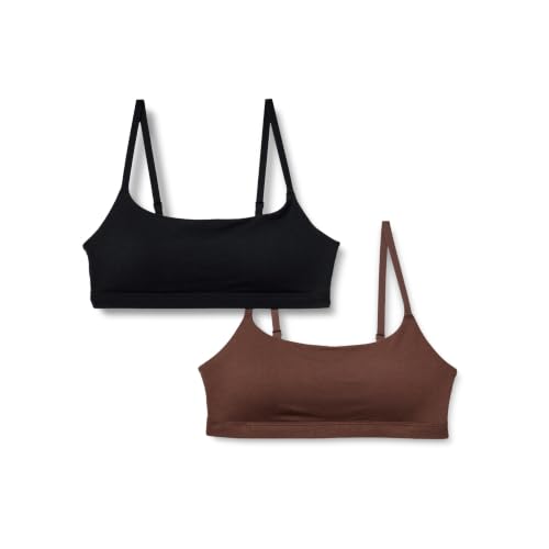 Image of Amazon Essentials Women's Cotton Jersey Scoop Bralette, Pack of 2