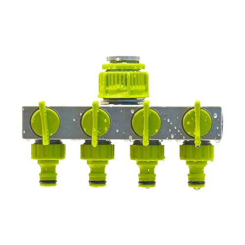 Avilia 4-Wege-Wasserhahn für Bewässerung, multifunktionale Trennwand mit 4 unabhängigen Ausgängen, optimal für Garten und Gemüsegarten, Frostschutz, geeignet für Wasserhähne von 1 Zoll und 3/4 Zoll,