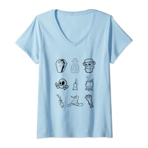 Womens Spooky Season Halloween Graphics For Women, Men & Children V-Neck T-Shirt Cover