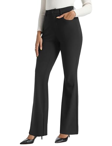 Foucome Women's Bootcut Dress Pants Business Casual Flare Work Pants Stretchy Office Slacks with Pockets