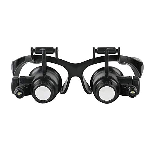 Lupa de reparación montada en la Cabeza, Diadema con luz LED, Gafas, Lupa de 2,5X, 4X, 6X, 8X, 10X, 15X, 20X y 25X, Lente óptica, Lupa de Vidrio para relojero y joyería.