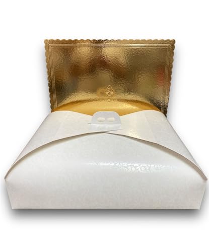 Dolce idea Kit 1 Piatto sottotorta Dorato in Cartone con Bordo Ondulato + relativa Scatola Cartone PortaTorta. (40x50)