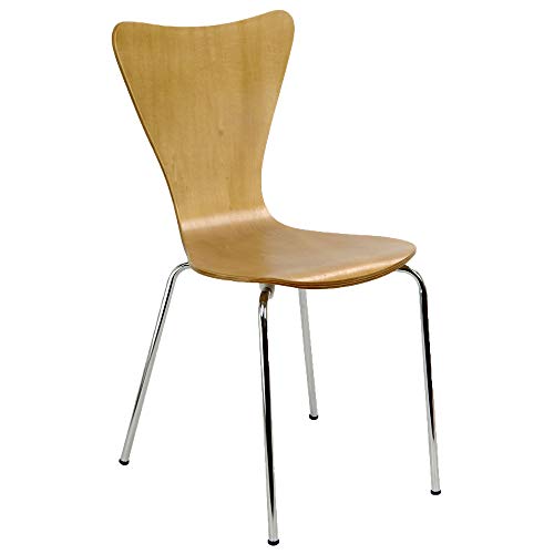 Legaré Furniture Modern Ergonomic Bent Plywood Chair for the Home, Office, or Work Space, Natural Beige