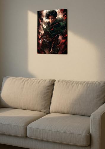 Image of NIJUKA Anime Printed A4 Size Metal sheet Poster For Home And Room Decoration | For Anime Art Fans Boys And Girls (Beast Titan Killer Levi)
