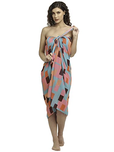 Image of EROTISSCH Women's Poly Georgette One-Piece Swimsuit Cover-Up Sarong, Made of 100% Polyester, Quick-Dry, Lightweight Beachwear for Girls with Adjustable Halter Neck, Suitable for Beach,Resort&Pool