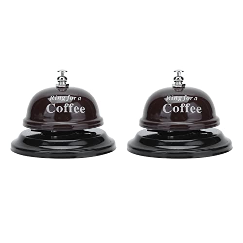 Stainless Steel Service Bell 2 - Pack | Audible Distinct Ring for Hotels/Restaurants/Offices | Polished Glossy Finish with Secure Grip Base | Classic Design Call Bell for Home (Coffee)