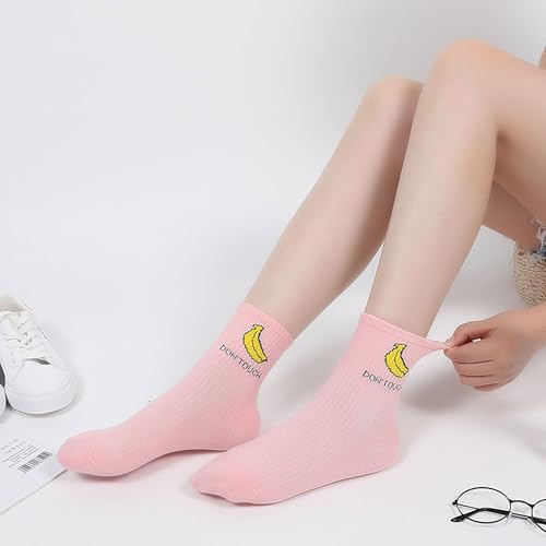 Image of Joylife Fruit Embroidered Crew Socks Cute Pattern Quartz Sock Funny Dress Socks for Women, Ladies, Girls
