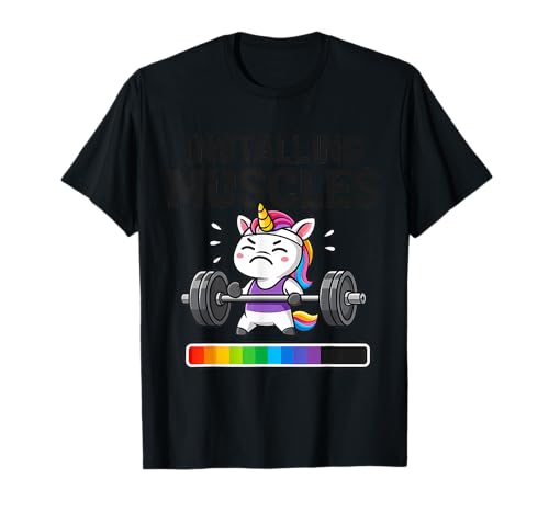 Instalación de músculos: Funny Gym Unicorn Progress Fitness Camiseta