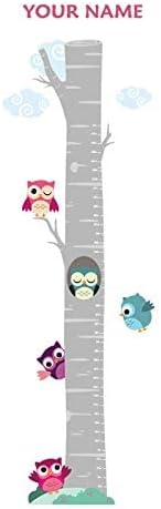 Oliver's Labels Growth Chart for Kids - Cute Personalized Wall Sticker - Ruler for Child Size - Height Measurement Decal for Nursery, Classroom - Owl ...