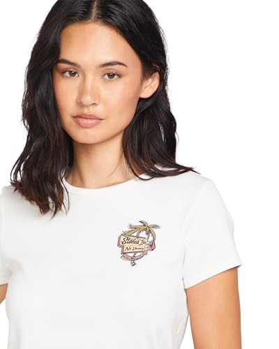Image of Volcom Women's Have a Clue Short Sleeve Tee - Fitted T-Shirt with Striped Neck Taping