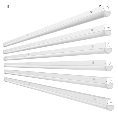 HYPERLITE 8 Foot LED Light Fixture: 80/70/60W Led Linear Strip Fixture 3500K/4000K/5000K CCT Selectable 1-10V Dimmable UL Listed 130lm/w Commercial LED Shop Lights for Garage Warehouse 6pack