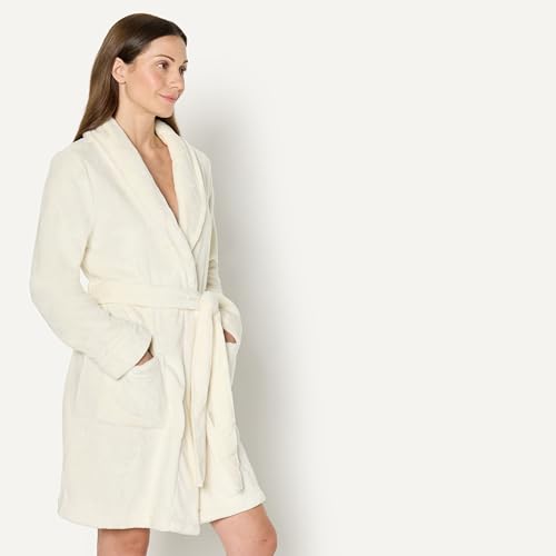 Image of Amazon Essentials Women's Mid-Length Plush Bath Robe, Loungewear (Available in Plus Size)