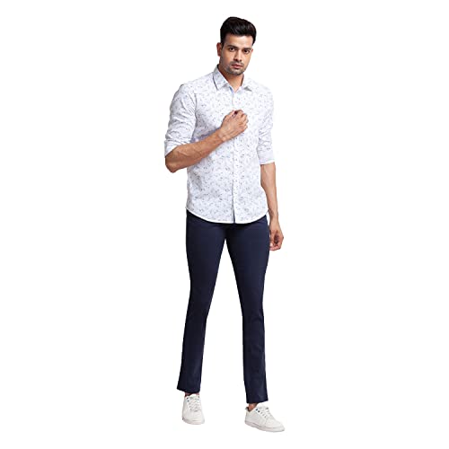 Image of Parx Men's Cotton Blend Yarn Dyed Pattern Low Rise Tapered Fit Flat Front Casual Trouser