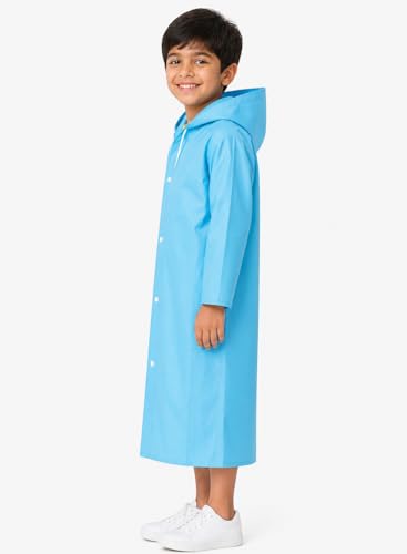 Image of Nephar Kids Waterproof Raincoat for Boys & Girls | Full Length Hooded Rain Wear | Lightweight PVC Monsoon Rain Coat for Children