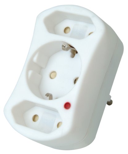 Kopp Europa- und Schutzkontakt-Adapter mit Überspannungsschutz, arktis-weiß 175402018