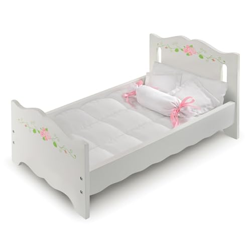 HomeStock African Adventure Doll Bed with Bedding & Personalization Kit - White Rose - 22