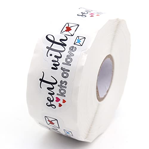 Muminglong 1.5 Inch Sent with Lots of Love Sticker,Thank You Sticker,Small Shop Sticker, Small Business, Handmade Sticker,Packaging Sticker, 500 PCS