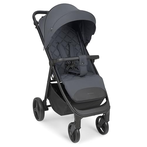 KikkaBoo Silla de Paseo Ligera URBAN, Carrito Bebe Desde Nacimiento Hasta 22 kg, Plegado con Una Mano, Reclinable y Compacto, Ruedas EVA Con Suspensión, Manillar Ajustable, Gris Oscuro