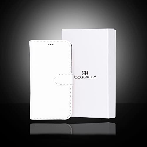 Bouletta Case For Iphone 13 Pro Max – Genuine Leather Wallet Folio Cases Magnetic Detachable Rfid Blocking Magsafe Flip Stand Phone Cover With 3 Card Slots And Kickstand 6.7’’ White #TOP5