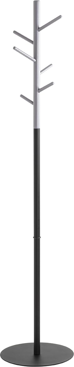 HAKU Portemanteau gris, noir, bois massif, métal, portemanteau sur pied en tube d'acier - Dimensions : H 170 x Ø 36 cm, style : moderne